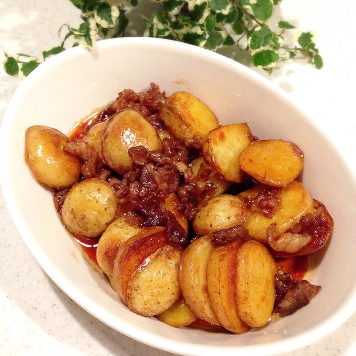 新じゃがと牛肉の甘辛炒め